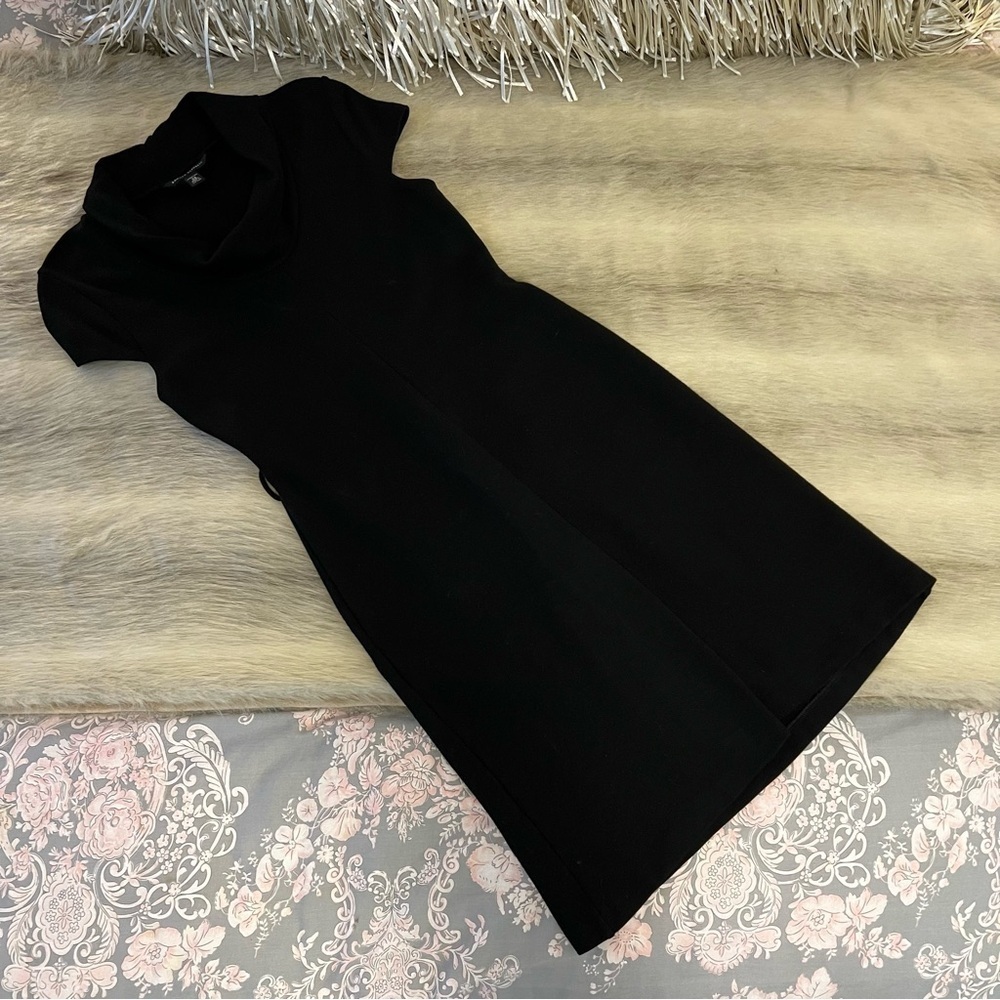 2008 BANANA REPUBLIC Heavy Stretch Knit Cap Sleeve Y2K Black Midi Dress XS